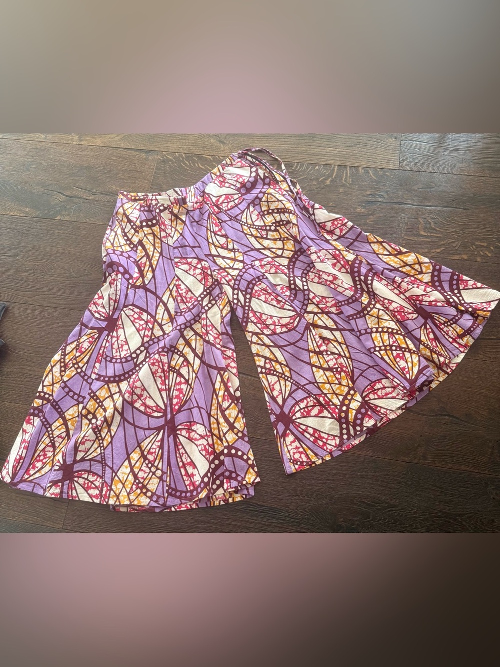 ASHA Wide Leg Printed Ginza Palazzo Pants - Lavender Multi
